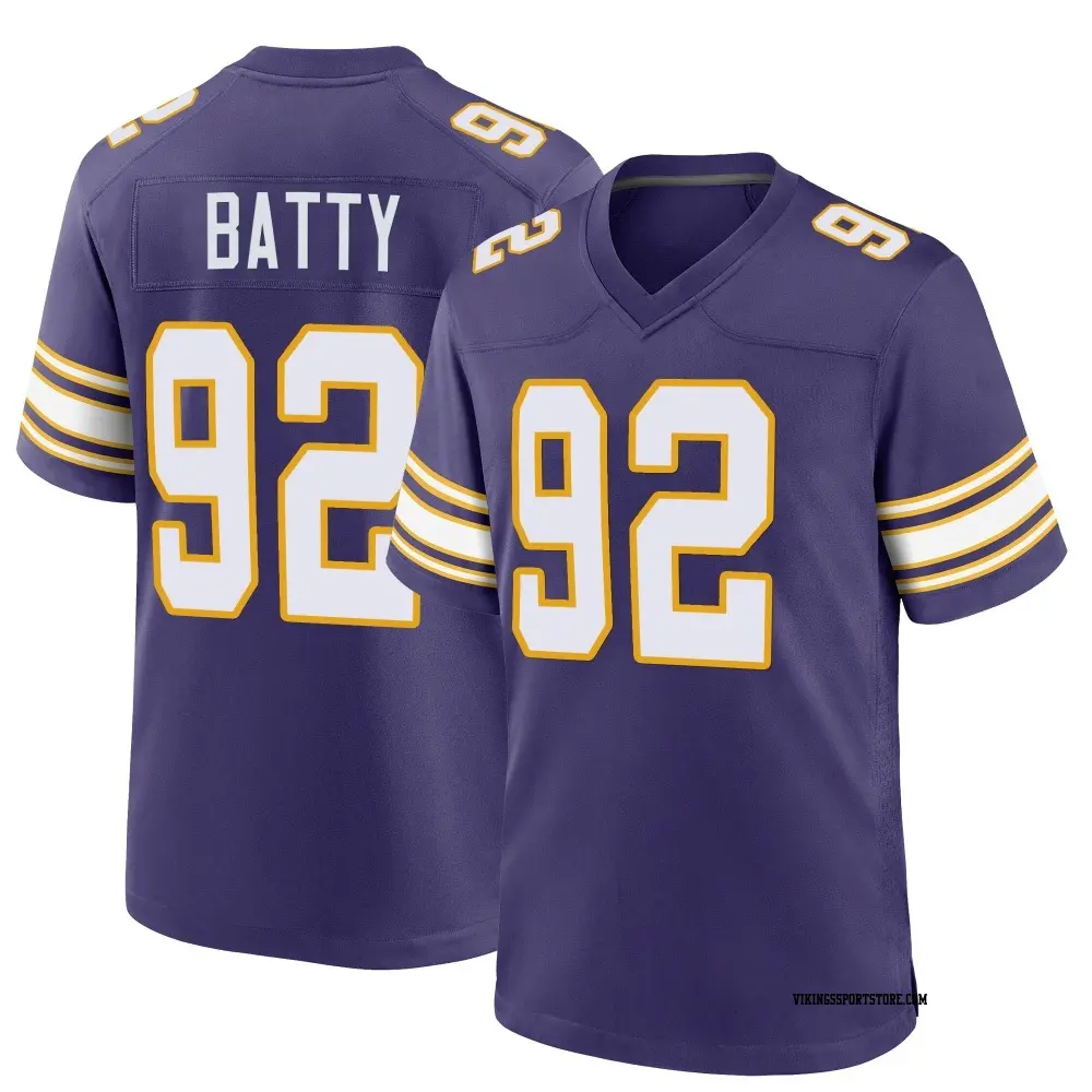 Game Purple Men's Tyler Batty Minnesota Vikings Classic Jersey