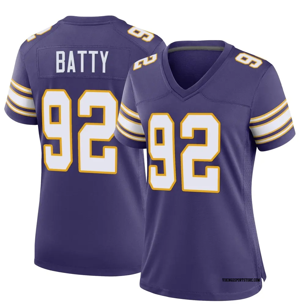 Game Purple Women's Tyler Batty Minnesota Vikings Classic Jersey