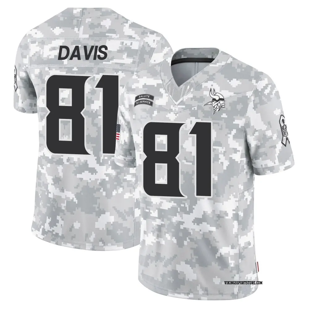 Limited Arctic Camo Youth Joaquin Davis Minnesota Vikings 2024 Salute to Service Jersey