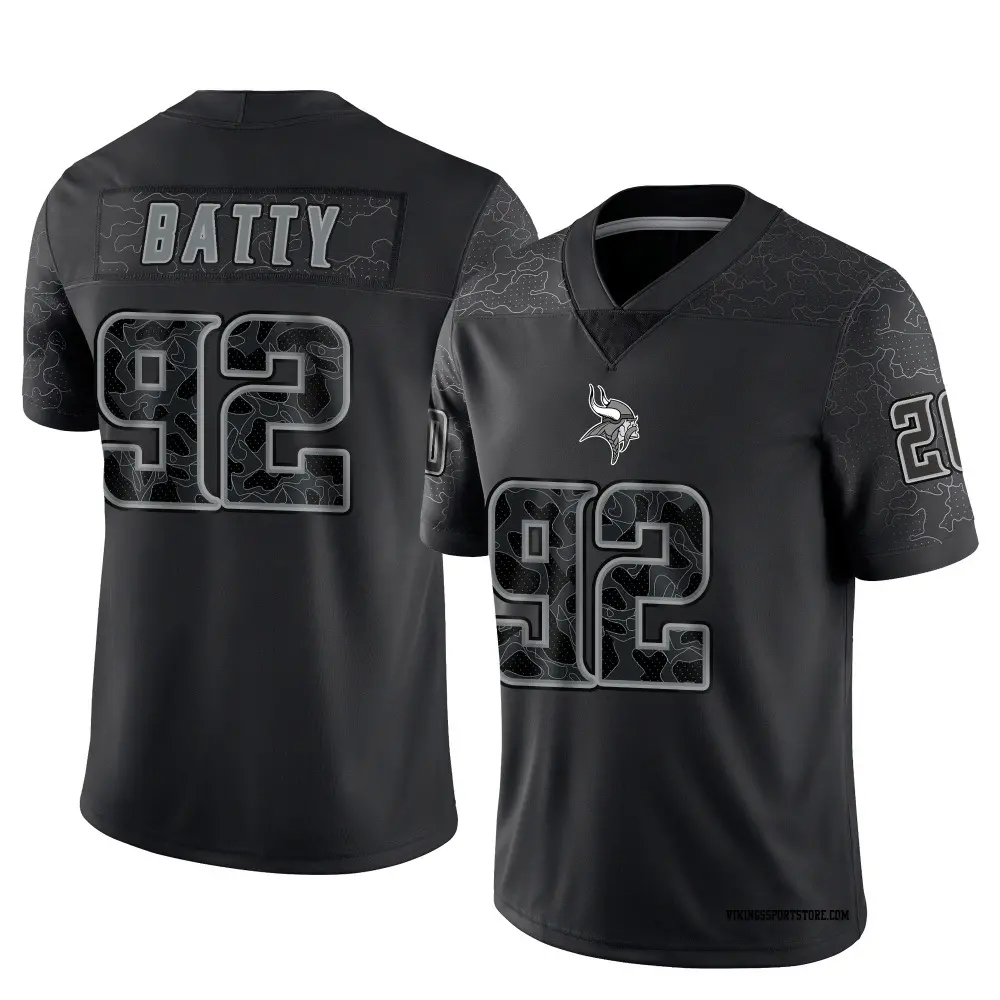 Limited Black Men's Tyler Batty Minnesota Vikings Reflective Jersey