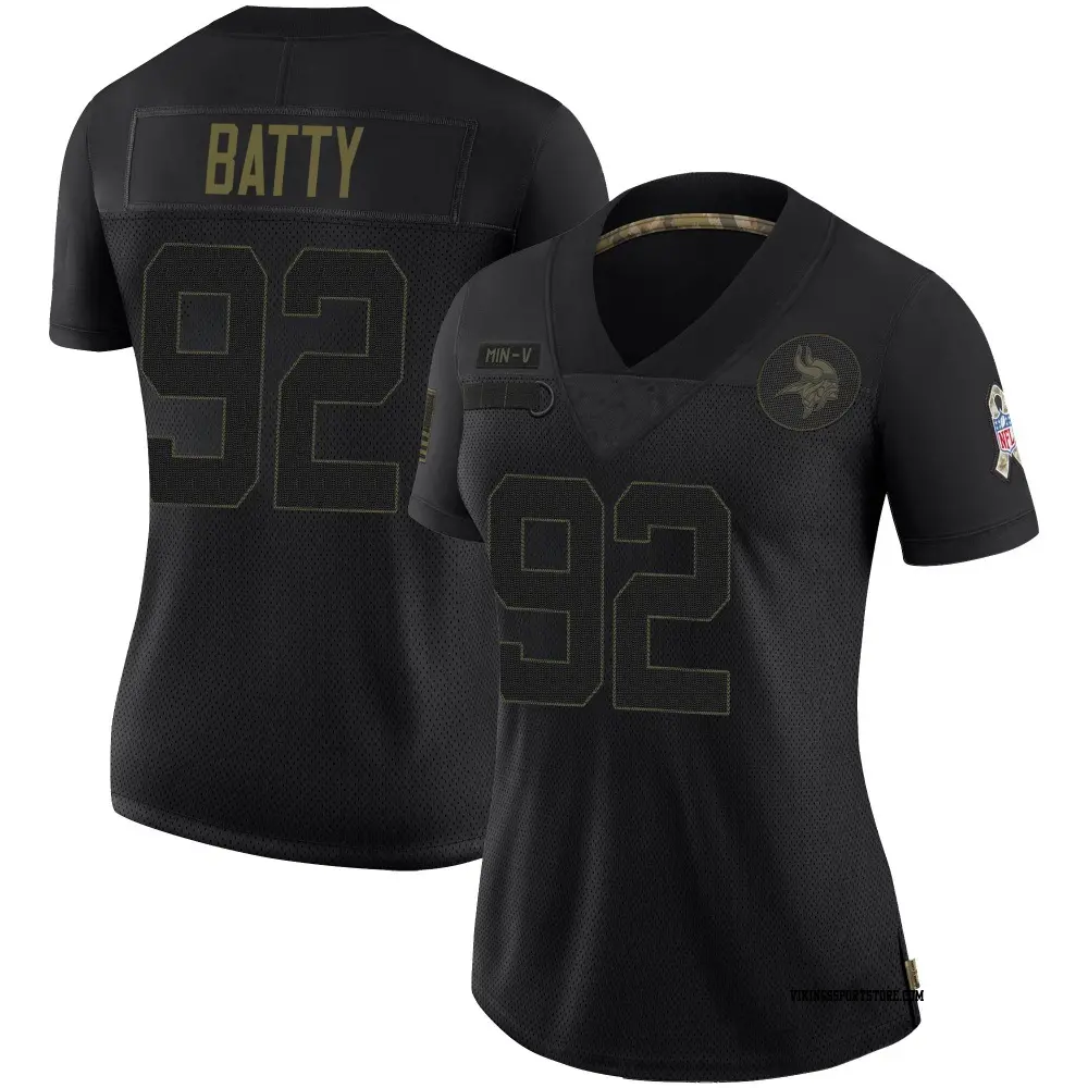 Limited Black Women's Tyler Batty Minnesota Vikings 2020 Salute To Service Jersey