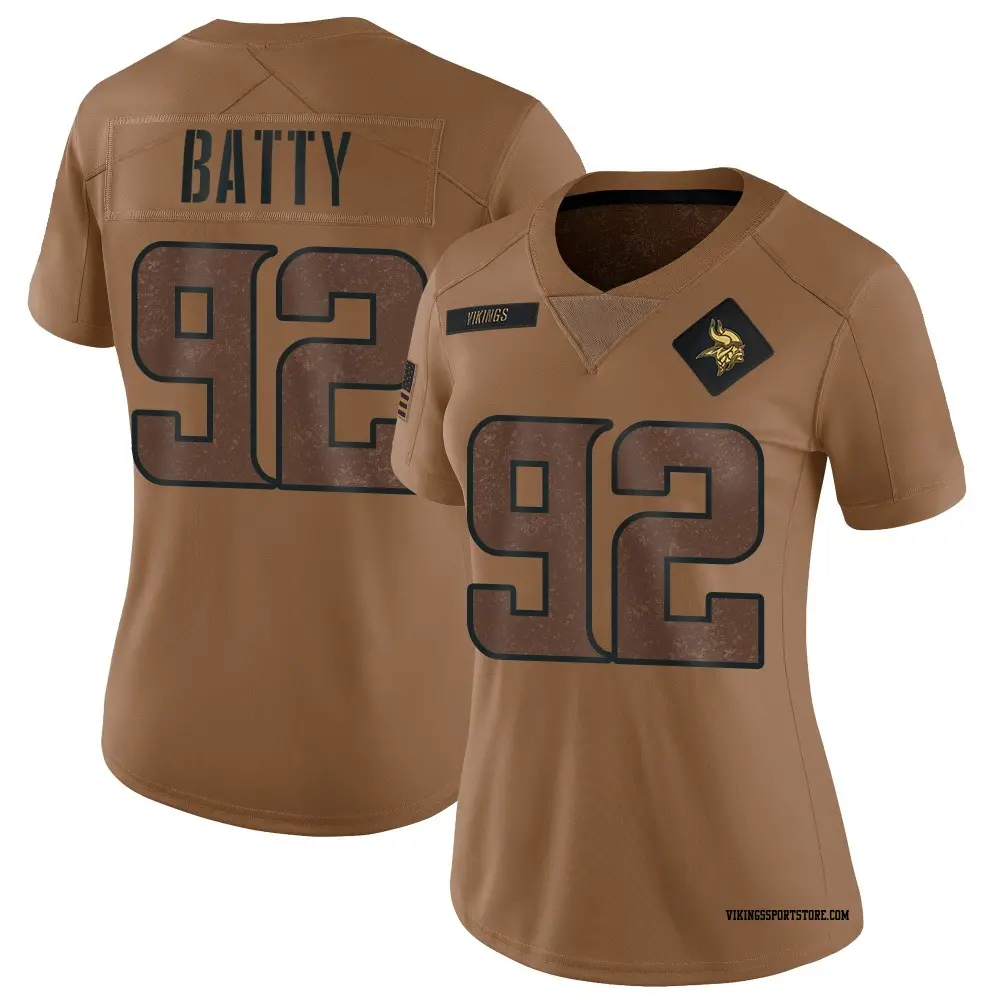 Limited Brown Women's Tyler Batty Minnesota Vikings 2023 Salute To Service Jersey