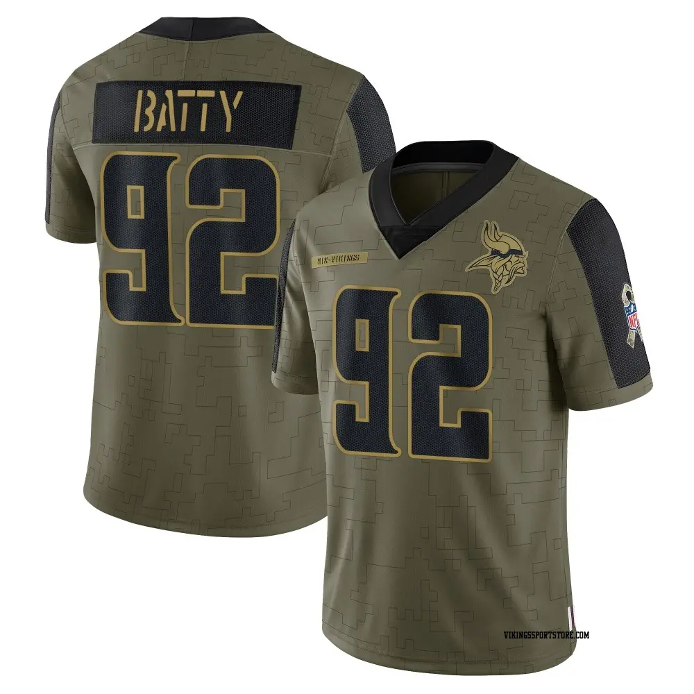 Limited Olive Men's Tyler Batty Minnesota Vikings 2021 Salute To Service Jersey