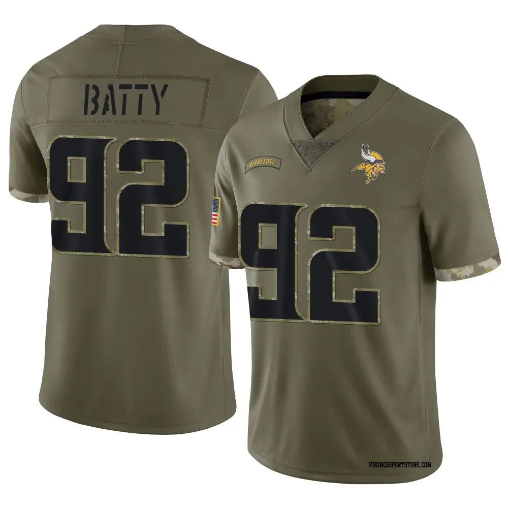 Limited Olive Men's Tyler Batty Minnesota Vikings 2022 Salute To Service Jersey
