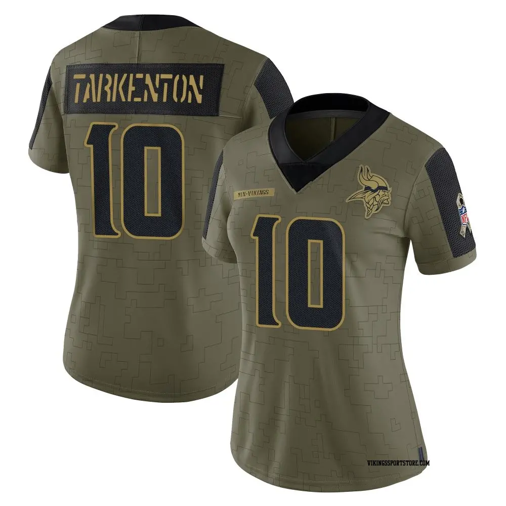 Limited Olive Women's Fran Tarkenton Minnesota Vikings 2021 Salute To Service Jersey