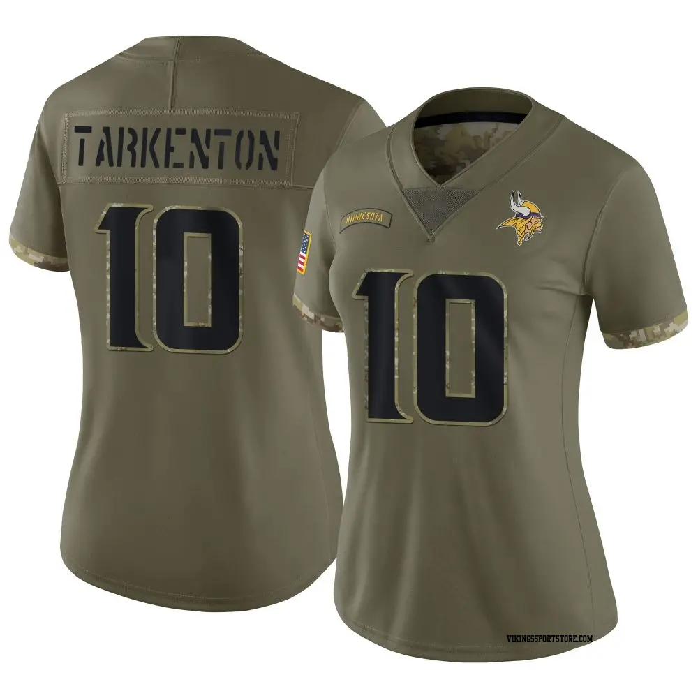 Limited Olive Women's Fran Tarkenton Minnesota Vikings 2022 Salute To Service Jersey