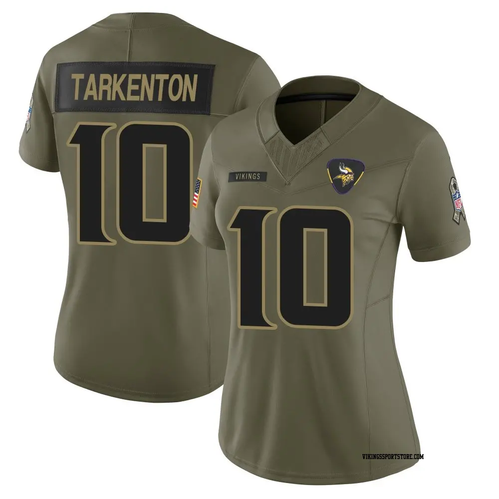 Limited Olive Women's Fran Tarkenton Minnesota Vikings 2025 Salute to Service Jersey