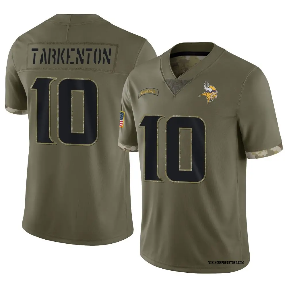 Limited Olive Youth Fran Tarkenton Minnesota Vikings 2022 Salute To Service Jersey