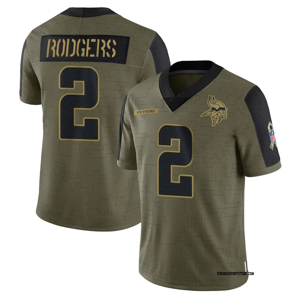 Limited Olive Youth Isaiah Rodgers Minnesota Vikings 2021 Salute To Service Jersey