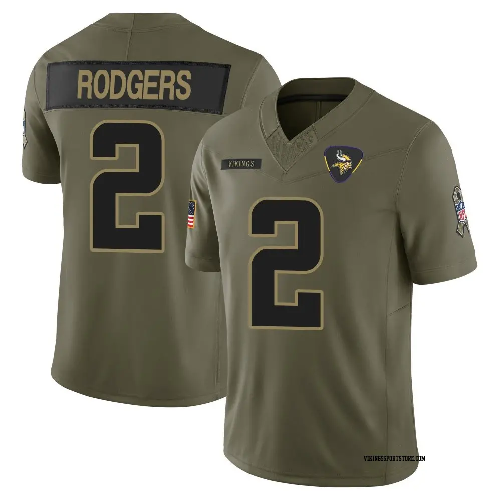 Limited Olive Youth Isaiah Rodgers Minnesota Vikings 2025 Salute to Service Jersey