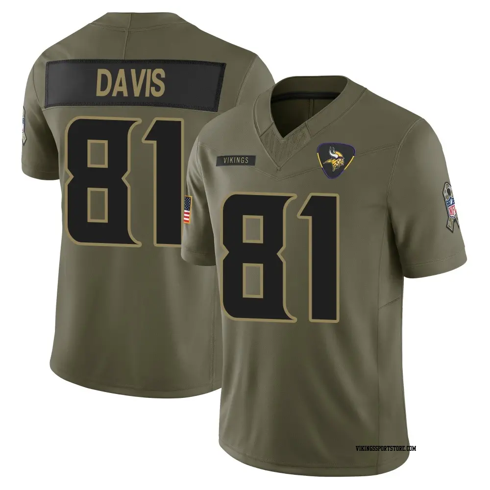 Limited Olive Youth Joaquin Davis Minnesota Vikings 2025 Salute to Service Jersey