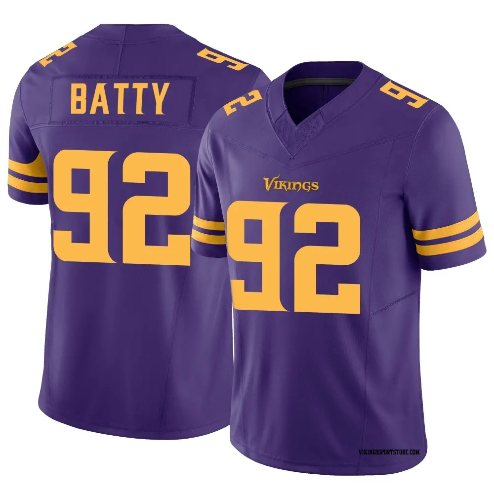 Limited Purple Men's Tyler Batty Minnesota Vikings Alternate Vapor F.U.S.E. Jersey